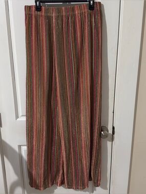 12TH TRIBE SPARKLY STRIPED WIDE LEG PANTS XL FESTIVAL GLAM